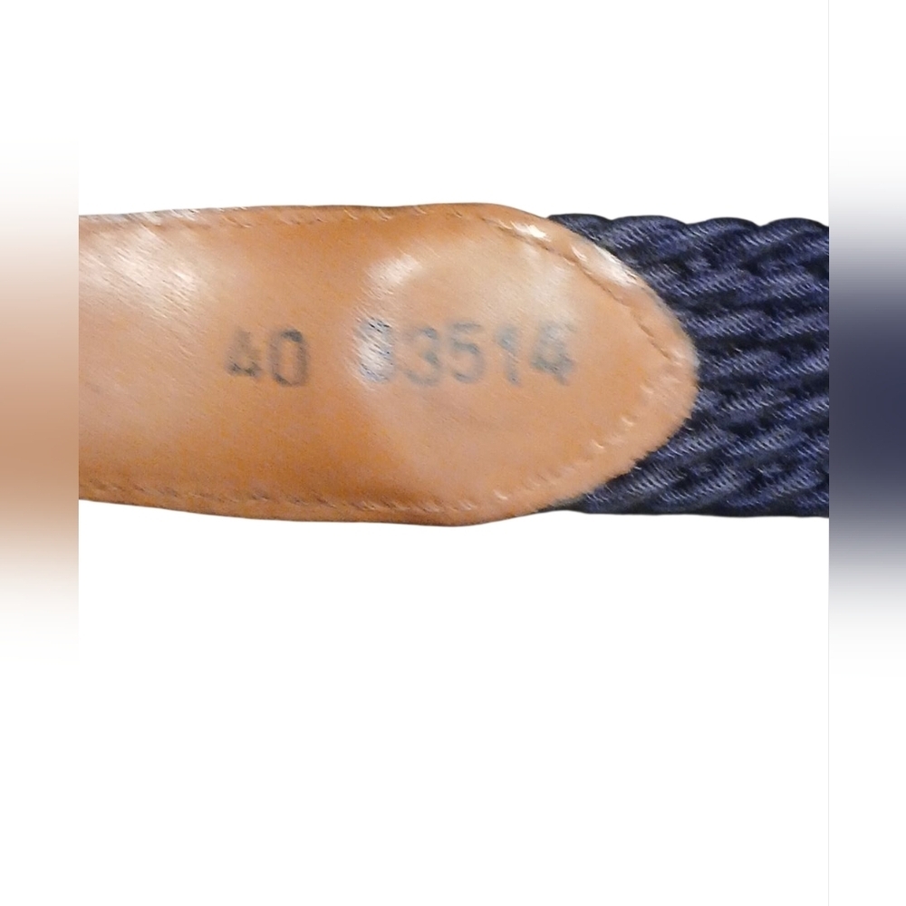 Brighton -Mens Croco Tab Taper Elastic Cord Belt 40" Navy Blue - Picture 4 of 7